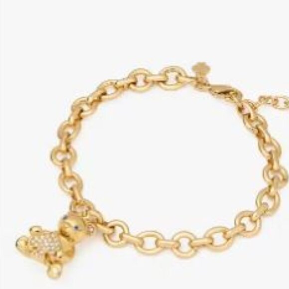 KATE SPADE Oh What Fun Teddy Bear Charm Bracelet in Gold - Picture 1 of 4